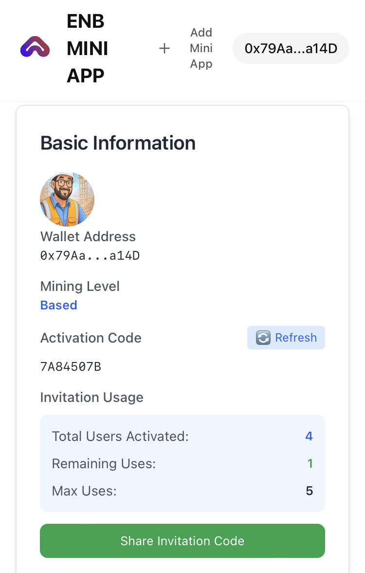 ENB Mining - Farcaster Mini Apps screenshot