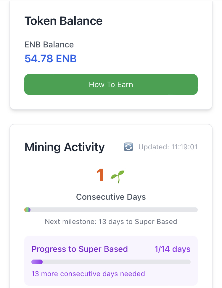 ENB Mining - Farcaster Mini Apps screenshot